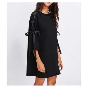 Black Lace Up Dress
